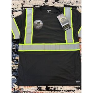 Buffalo Outdoors Mens Reflective Safety T-Shirt Black High Visibility Work Tee M